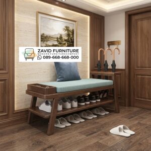 Bangku Kayu Multifungsi dengan Rak Sepatu & Tempat Payung Bangku Kayu Multifungsi dengan Rak Sepatu dan Tempat Payung