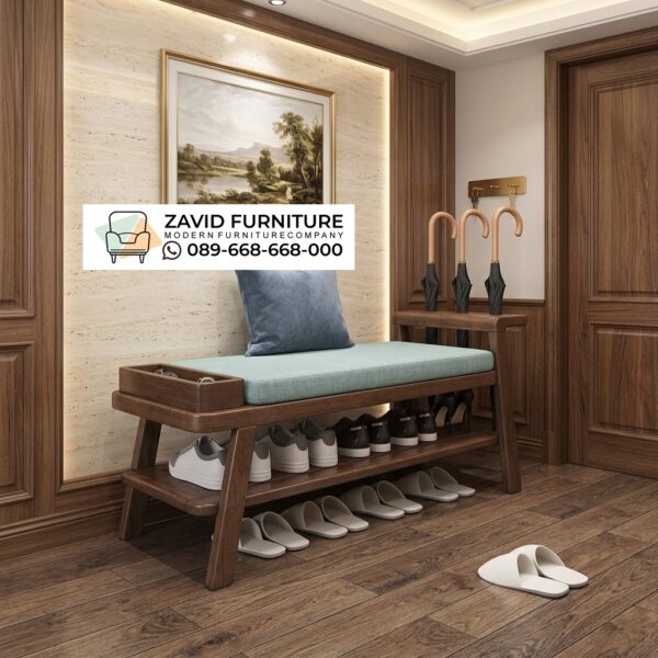 Bangku Kayu Multifungsi dengan Rak Sepatu & Tempat Payung Bangku Kayu Multifungsi dengan Rak Sepatu dan Tempat Payung