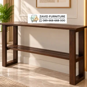 Meja Console Meja Console Kayu Jati Solid Walnut Brown