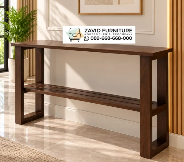 Meja Console Meja Console Kayu Jati Solid Walnut Brown