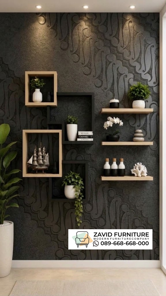 Rak Dinding Floating Kayu Minimalis Jakarta Model Kotak Interlocking Rak Dinding Floating Kayu Minimalis Jakarta